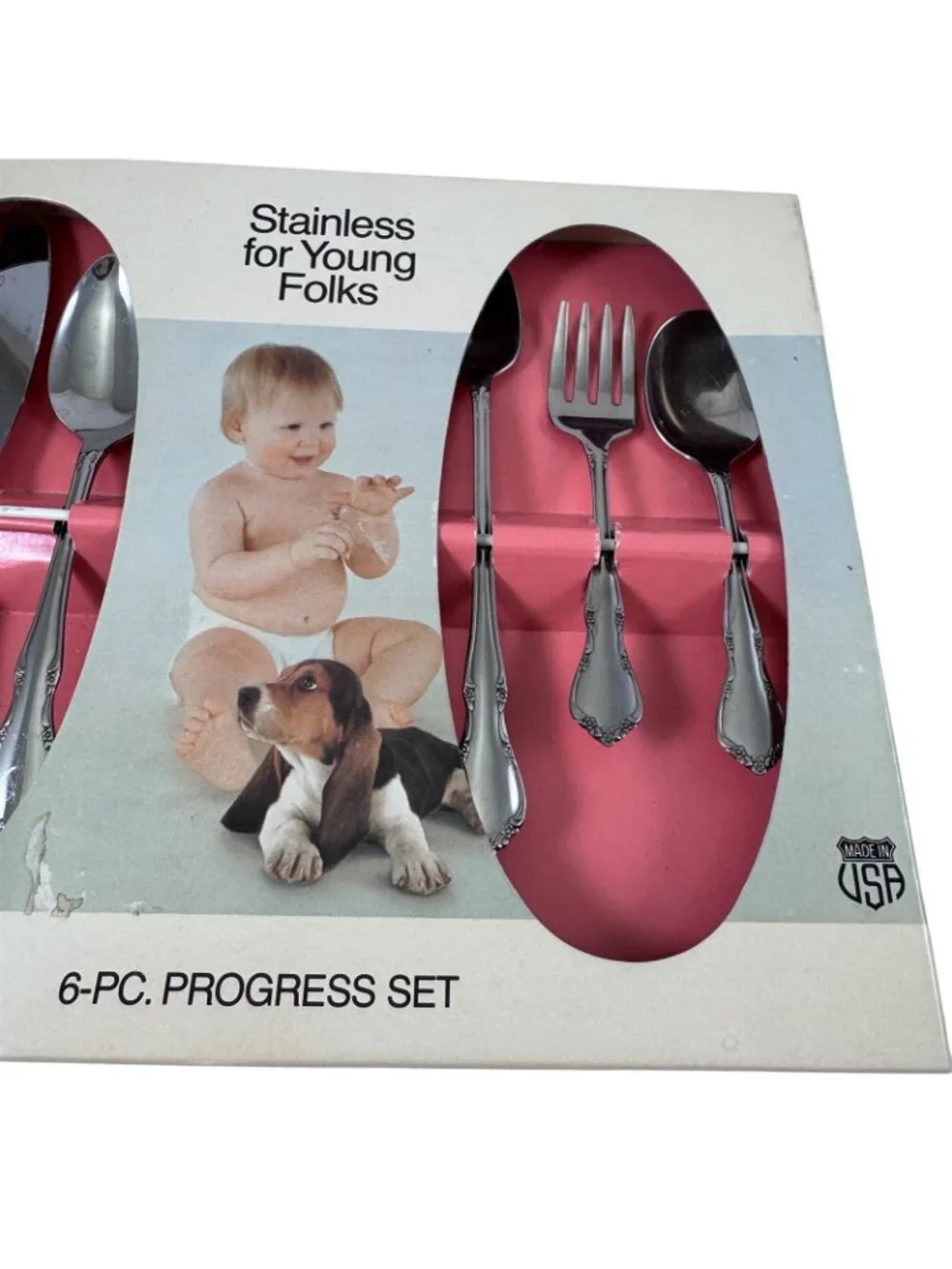 Toddletime Stainless Steel Oneida Flatware Youth Baby Progress Set Vintage 1990s
